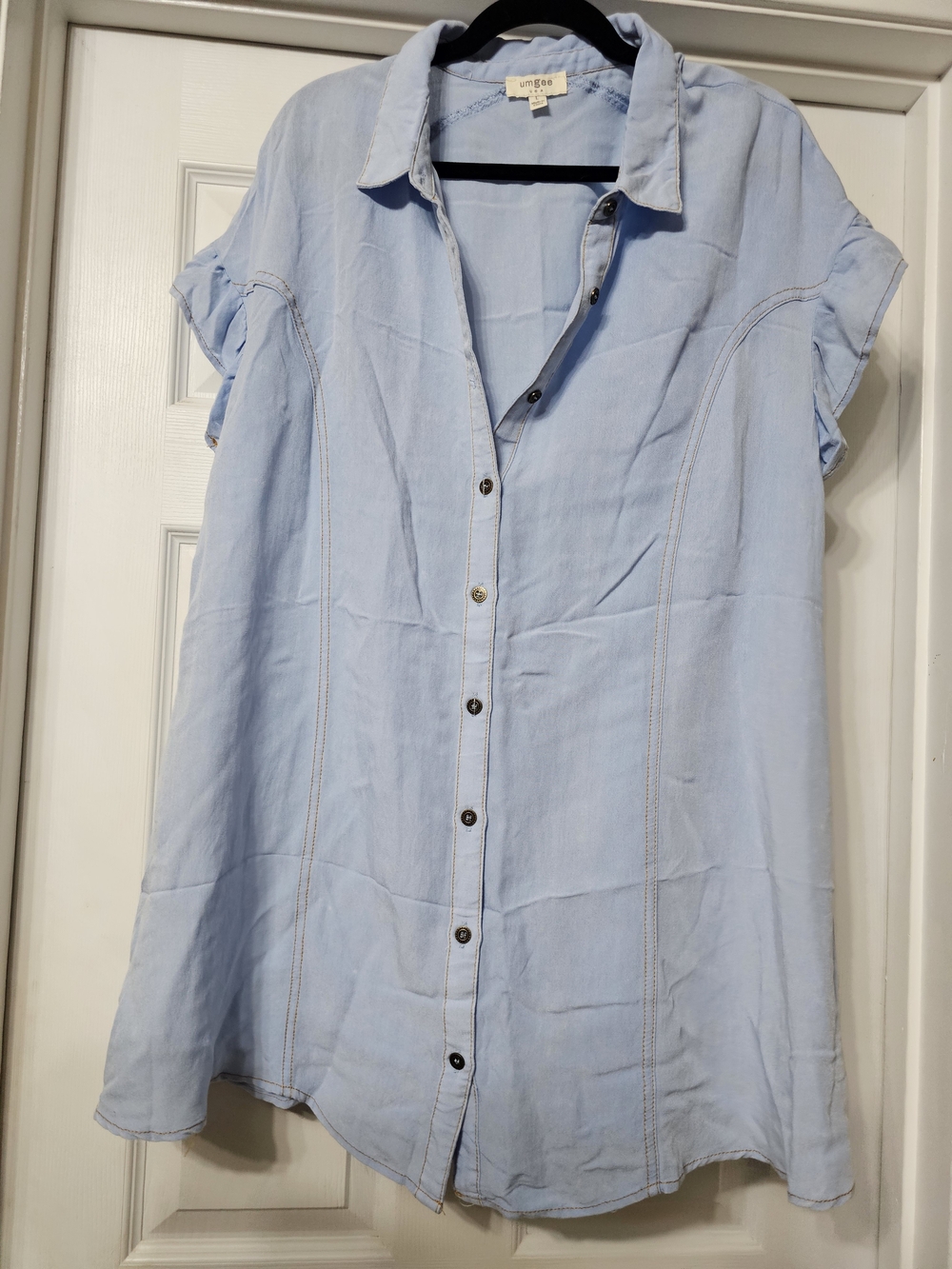 Umgee Light Blue Button-Front Midi Dress